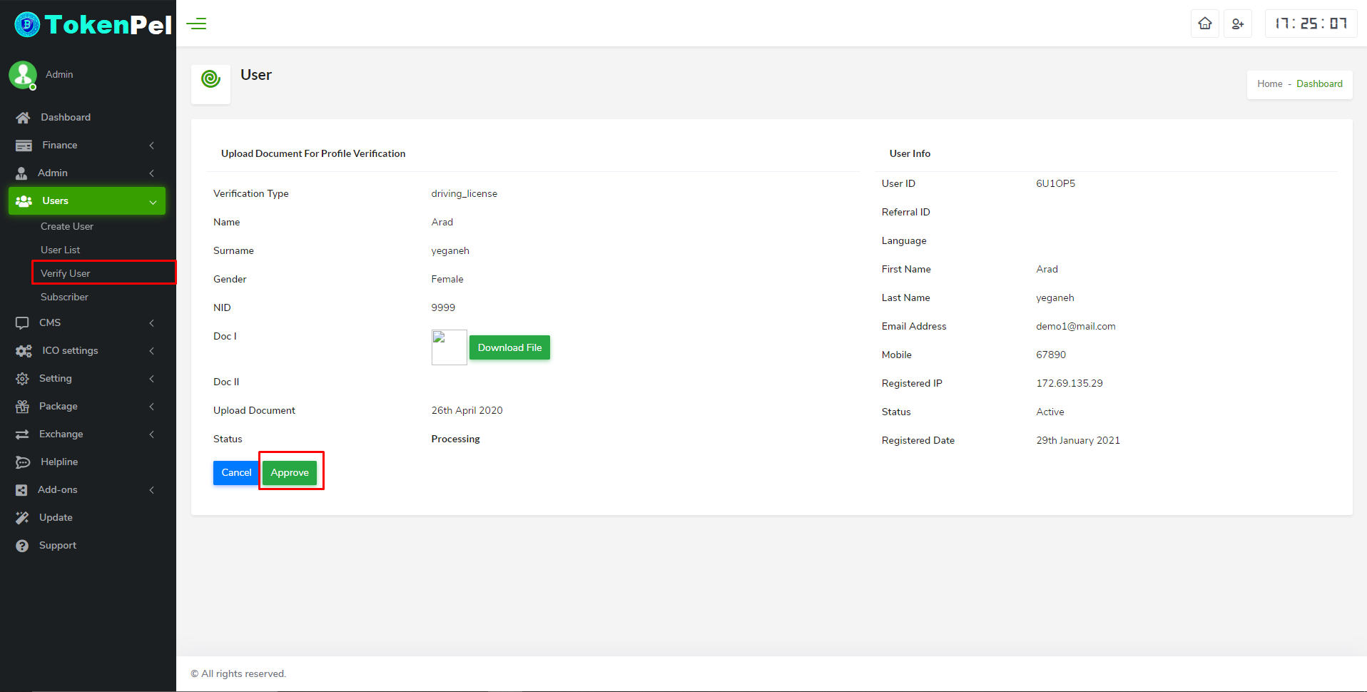 verify user